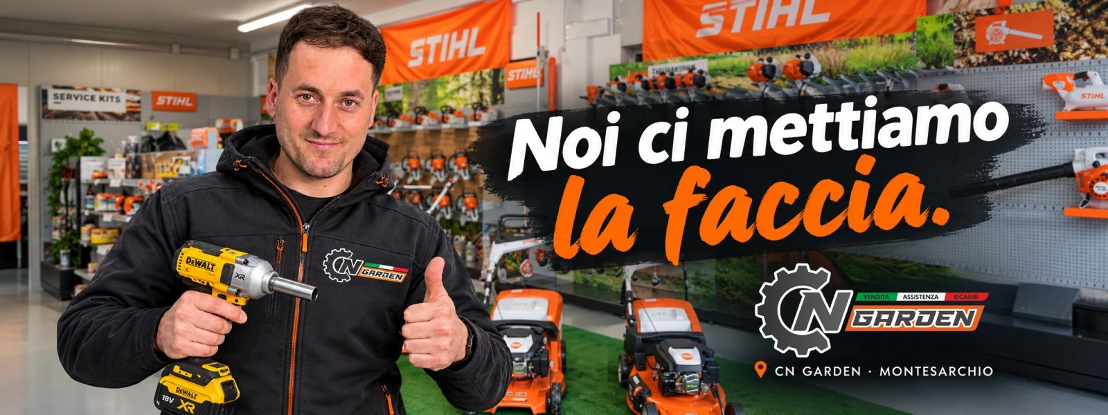 Nicola Caporaso nel negozio CN Garden di Montesarchio: noi ci mettiamo la faccia.